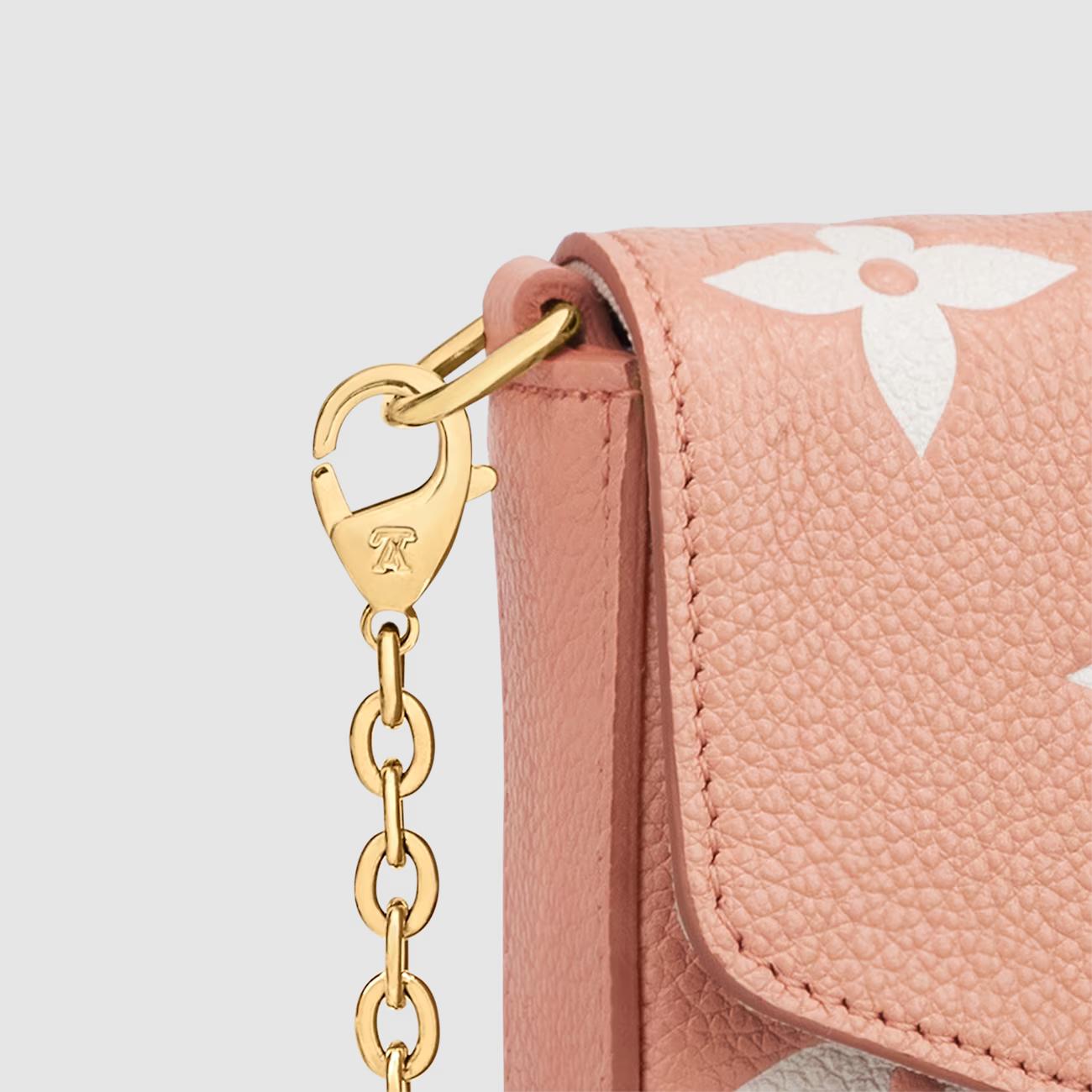 Túi Louis Vuitton Félicie Pochette Nữ Monogram Empreinte Hồng Kem